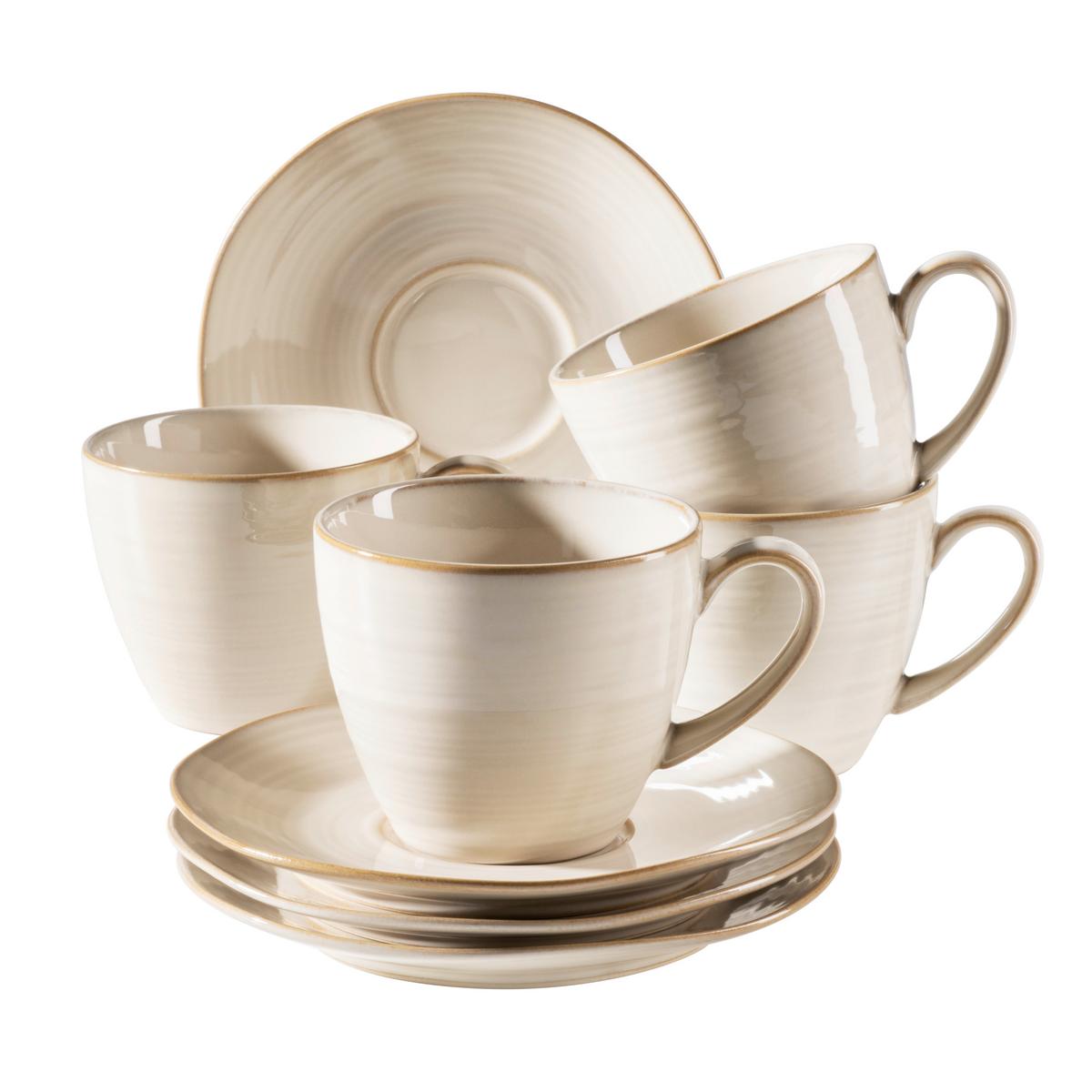 Tassenset Steinzeug Nottingham 8--Teilig. Beige 220ml - Beige, Basics, Keramik (19,5/16,5/18cm) - Mäser