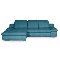 Ecksofa Isona Blau Chenille - Chromfarben/Blau, Design, Textil (165/286cm) - Livetastic