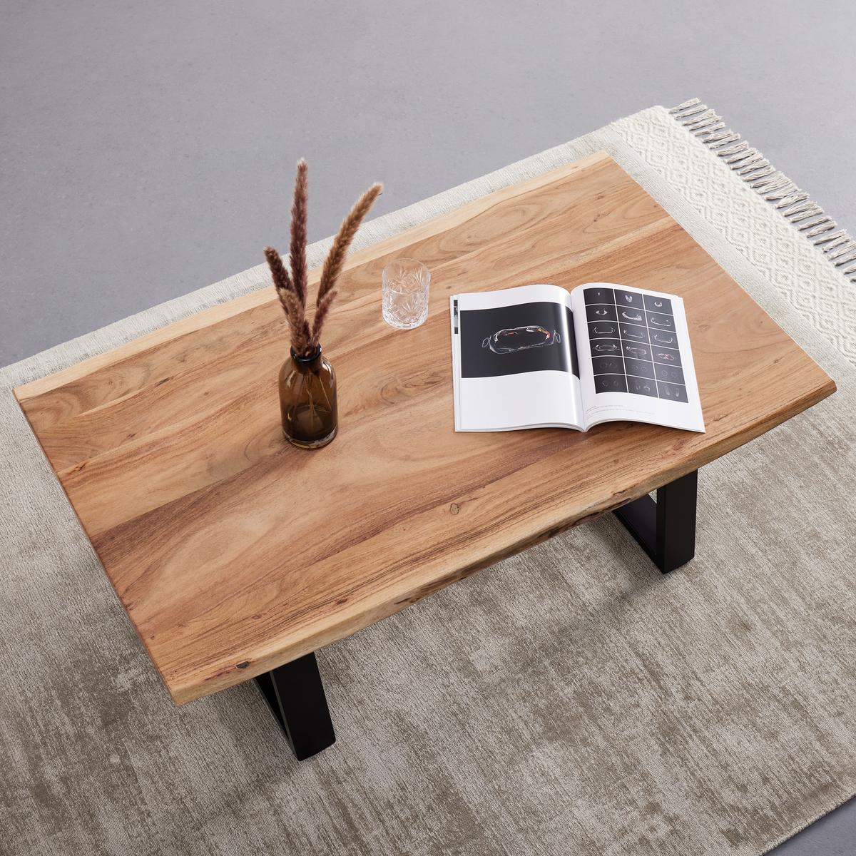 Konferenční stůl Nando akázie - černá/barvy akácie, Moderní, kov/dřevo (120/70/47cm) - Bessagi Home