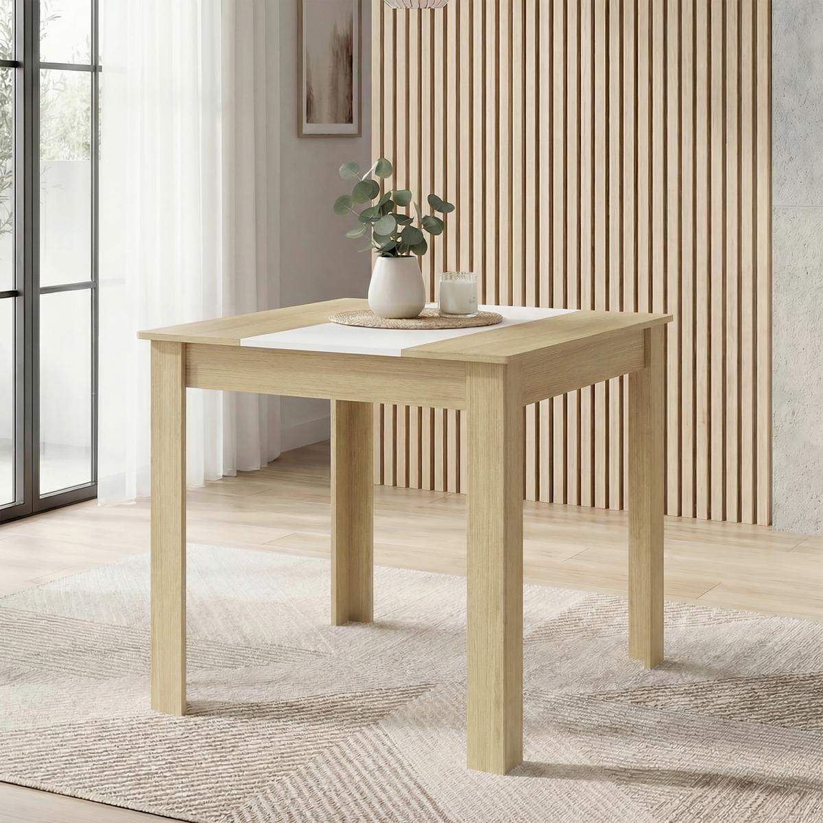 Esstisch Disalo Weiß/Honigeiche L: 80cm - Honigeiche/Weiß, MODERN, Holzwerkstoff (80/80/75cm) - MID.YOU