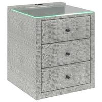 Nachtkästchen Brisbane I inkl. USB Anschluss B: 49,5cm - Grauweiß, Trend, Glas/Holzwerkstoff (49,5/56,5/46cm) - Sembella