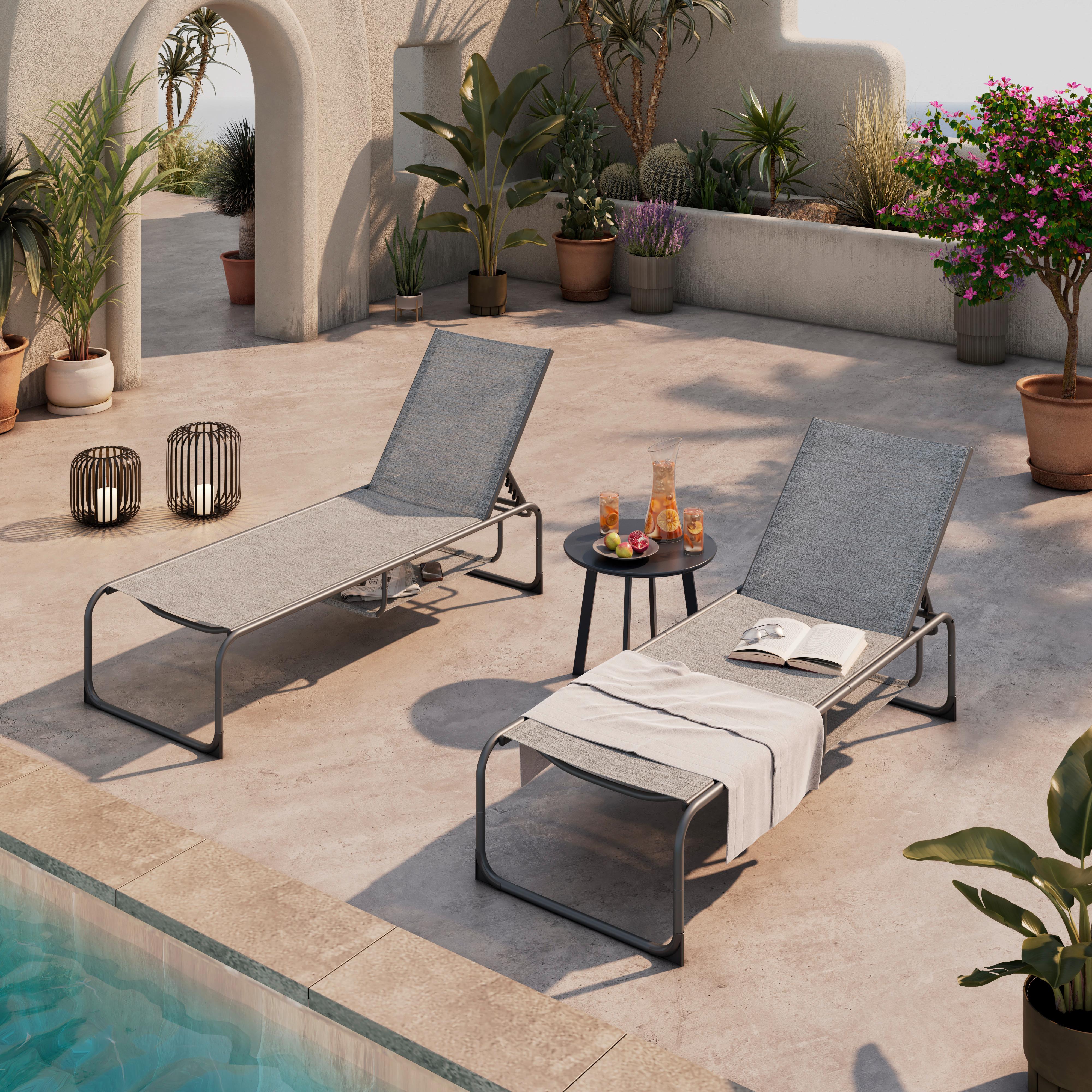 Sonnenliege Taos - Grau, MODERN, Textil/Metall (186/58,5/35cm) - Beldano