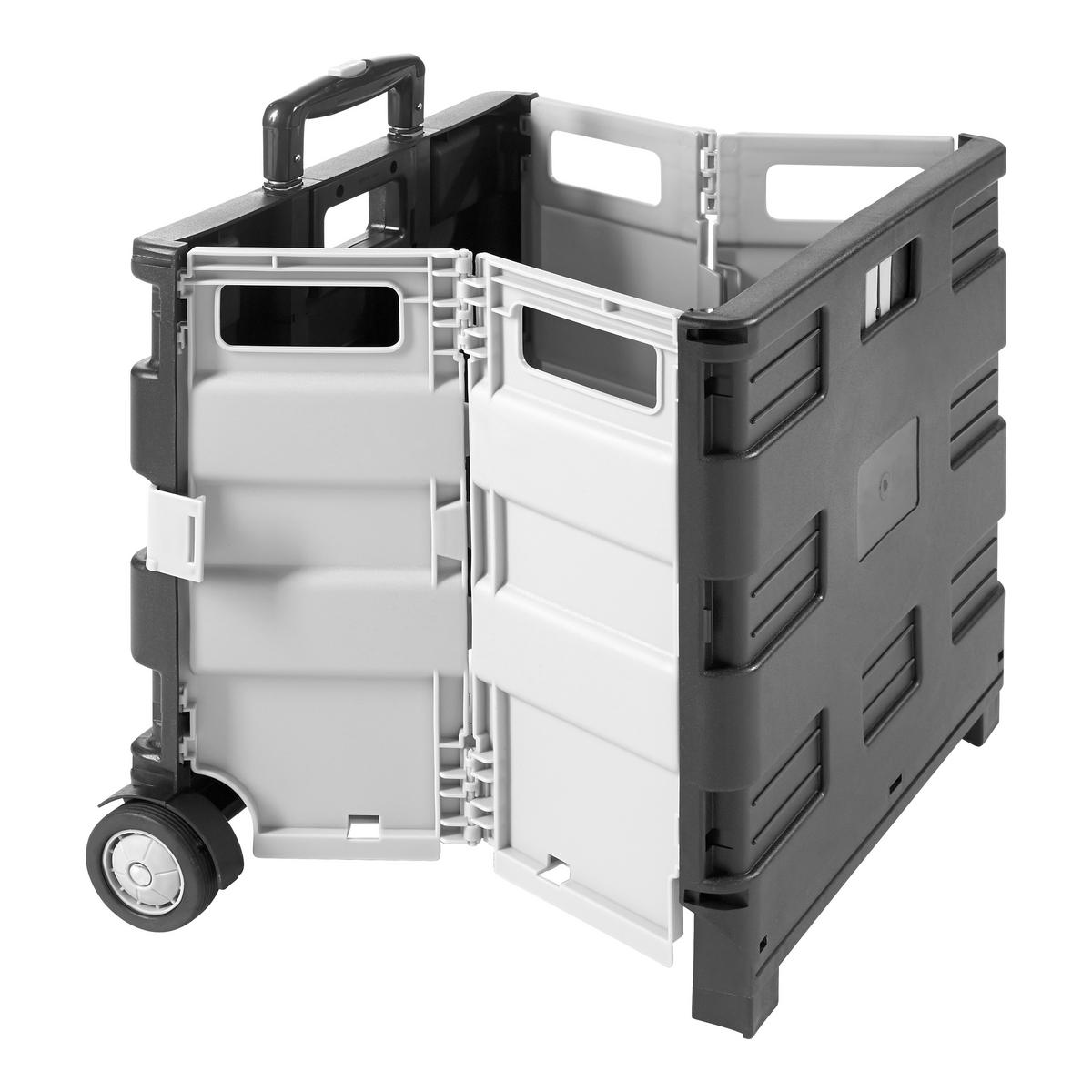 Klappbox-Trolley Chrisi Kunststoff 45,5x98x38 cm - Schwarz/Grau, KONVENTIONELL, Kunststoff/Metall (45,5/98/38cm) - Homezone