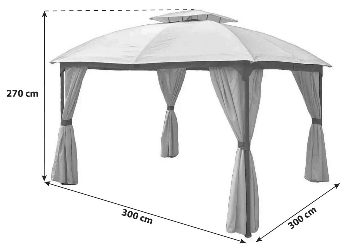 Pavillon Pires - Beige/Silberfarben, Basics, Kunststoff/Metall (360/270/300cm) - Gardenson