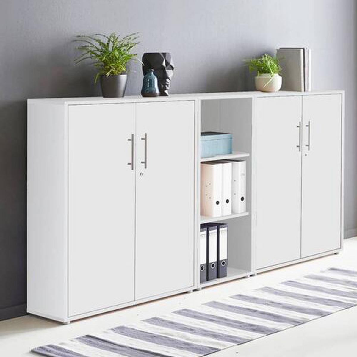 Office Edition B: 213 Cm Weiß - Weiß, MODERN, Holzwerkstoff (213/114/33cm) - MID.YOU