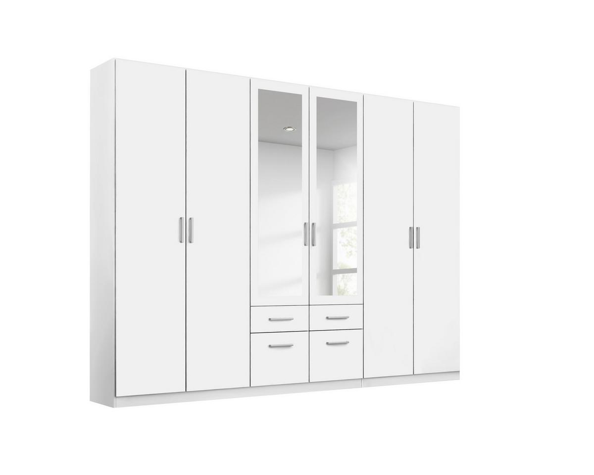 Drehtürenschrank Mit Spiegel 271 Cm Bingen Weiß - Weiß, MODERN, Holzwerkstoff (271/229/54cm) - Rauch Möbel