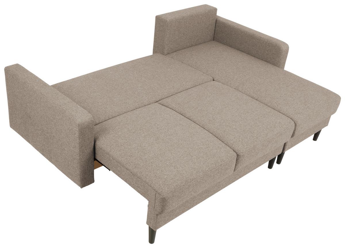 Eckschlafsofa Noret Beige S: 223/157 cm - Beige/Schwarz, KONVENTIONELL, Textil (223/157cm) - MID.YOU