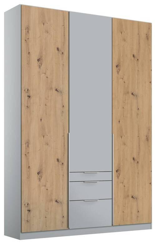 Drehtürenschrank 136cm Alabama Extra, Hellgrau - Hellgrau/Eiche Artisan, MODERN, Holzwerkstoff (136/229/54cm)