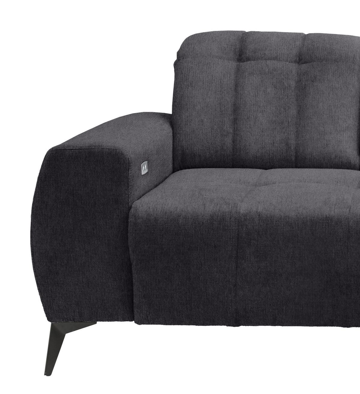 Ecksofa Mit Usb Anschluss Sano, Anthrazit, S: 261x200 Cm - Anthrazit/Schwarz, MODERN, Textil (261/200cm) - Livetastic