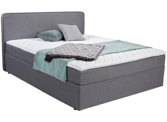 Boxbett mit Matratze & Topper 140x200cm Carrol, Grau - Blau/Schwarz, KONVENTIONELL, Holz/Textil (140/200cm) Boxbett mit Matratze & Topper 140x200cm Carrol, Grau - Blau/Schwarz, KONVENTIONELL, Holz/Textil (140/200cm)