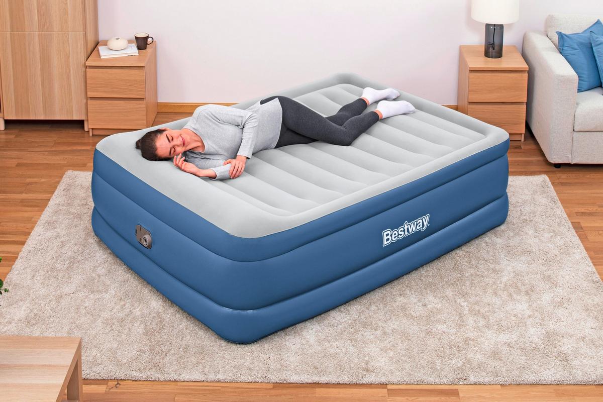 Luftbett Stefan 203x152x61 cm Bis 300kg, inkl. Pumpe - Dunkelblau/Grau, KONVENTIONELL, Kunststoff/Metall (203/152/61cm) - Bestway