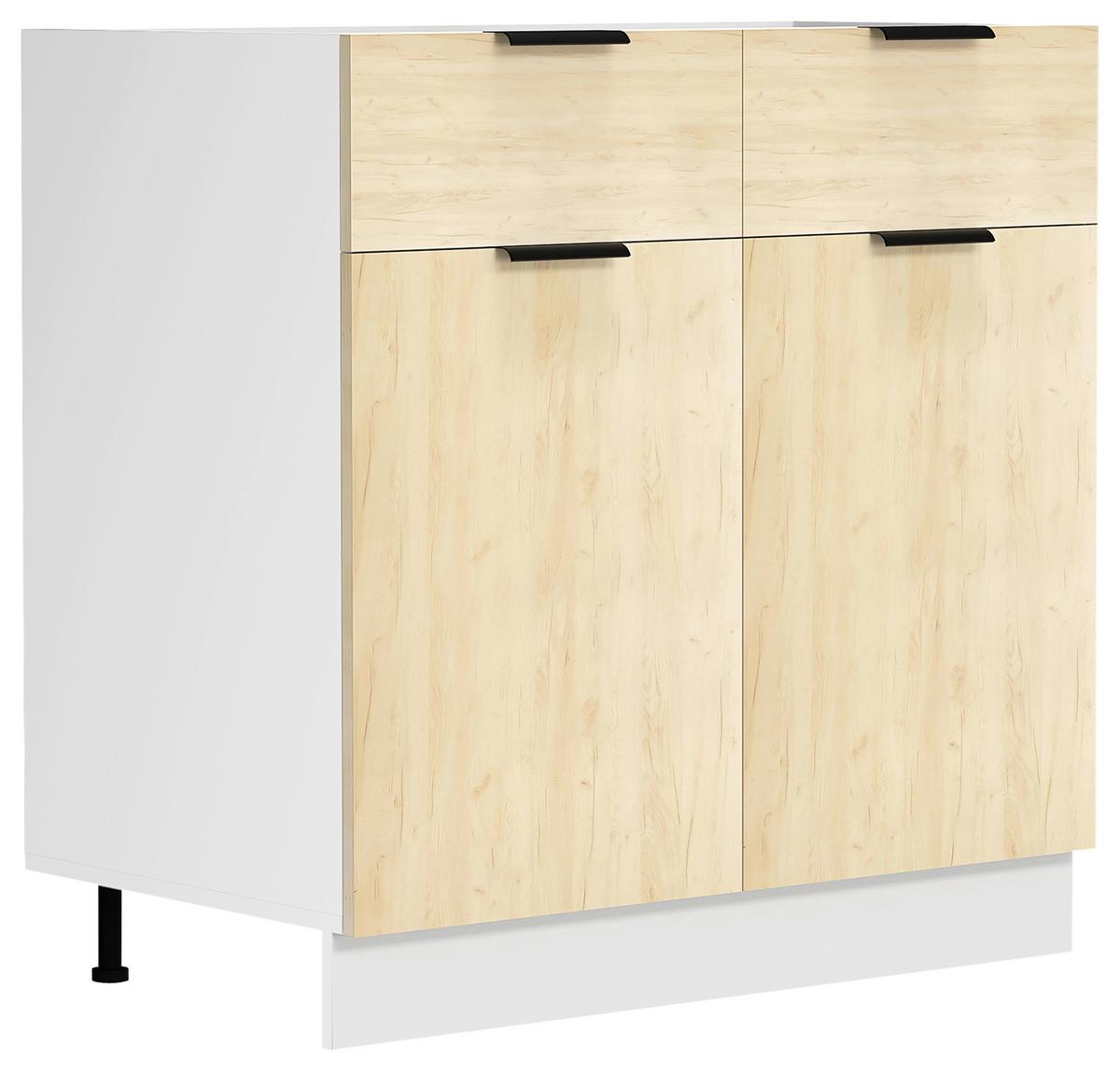 Küchenunterschrank Fasola Honigeiche/Weiß B: 80 cm - Honigeiche/Weiß, Trend, Holzwerkstoff/Kunststoff (80/82/46cm) - MID.YOU