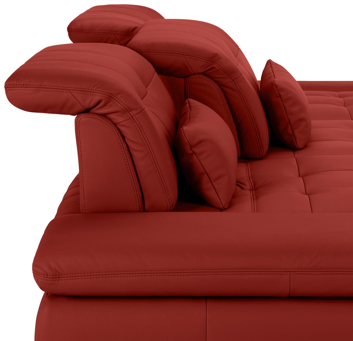 Rohová sedačka SANFINO, pravá, červená pravá kůže - barvy chromu/červená, Konvenční, kov/kůže (305/199cm) - Premium Living