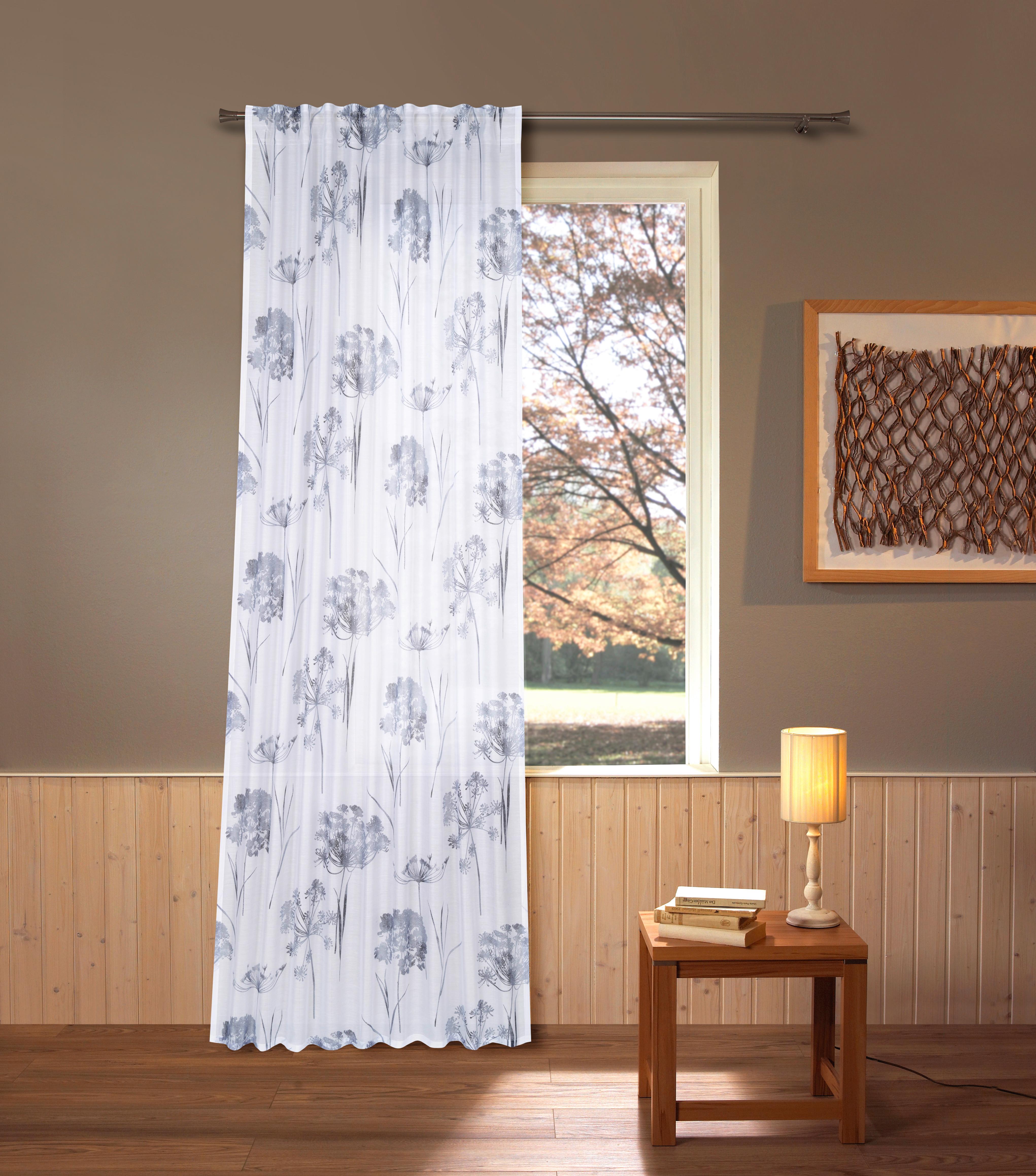 Készfüggöny Maddie Kb. 135/245cm - fehér/szürke, Romantik / Landhaus, textil (135/245cm) - James Wood
