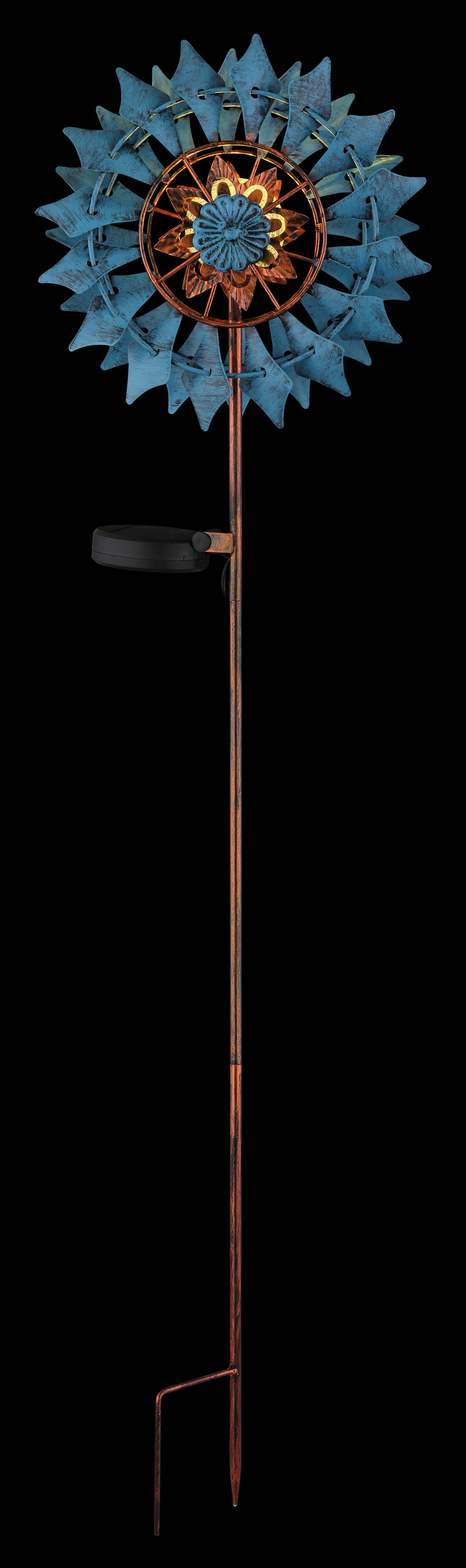 Solarleuchte 3000k, Warmweiß - Blau/Klar, Design, Glas/Metall (22,5/11,5/92cm) - Globo