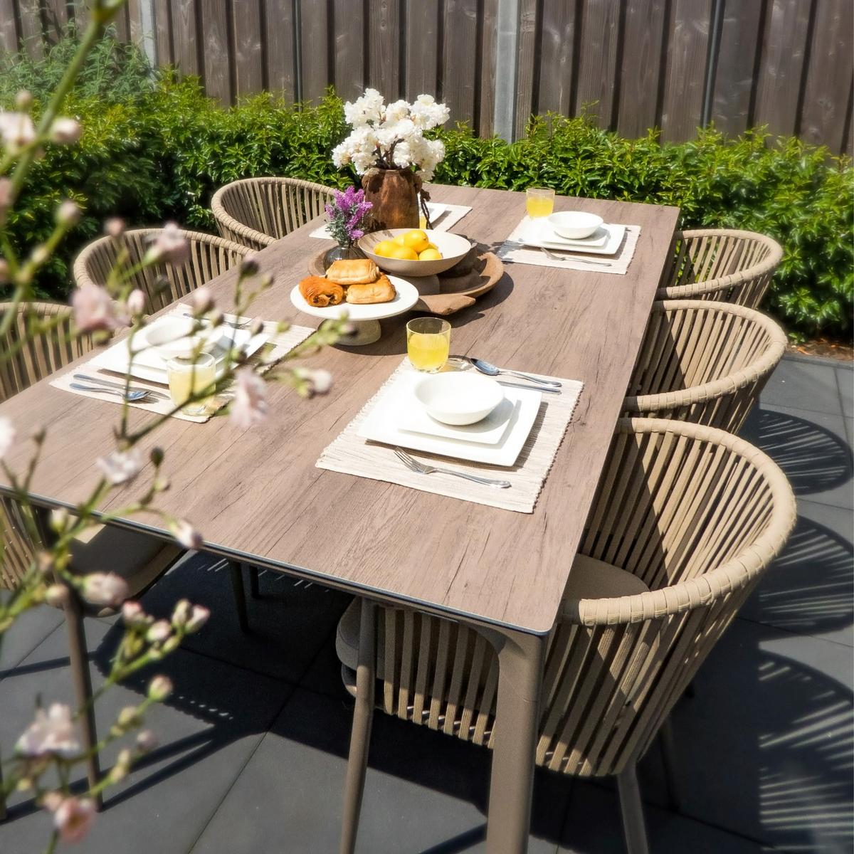 Gartenset Resi - Eiche grau/Braun, Basics, Metall (200/100/76cm) - Ambia Garden