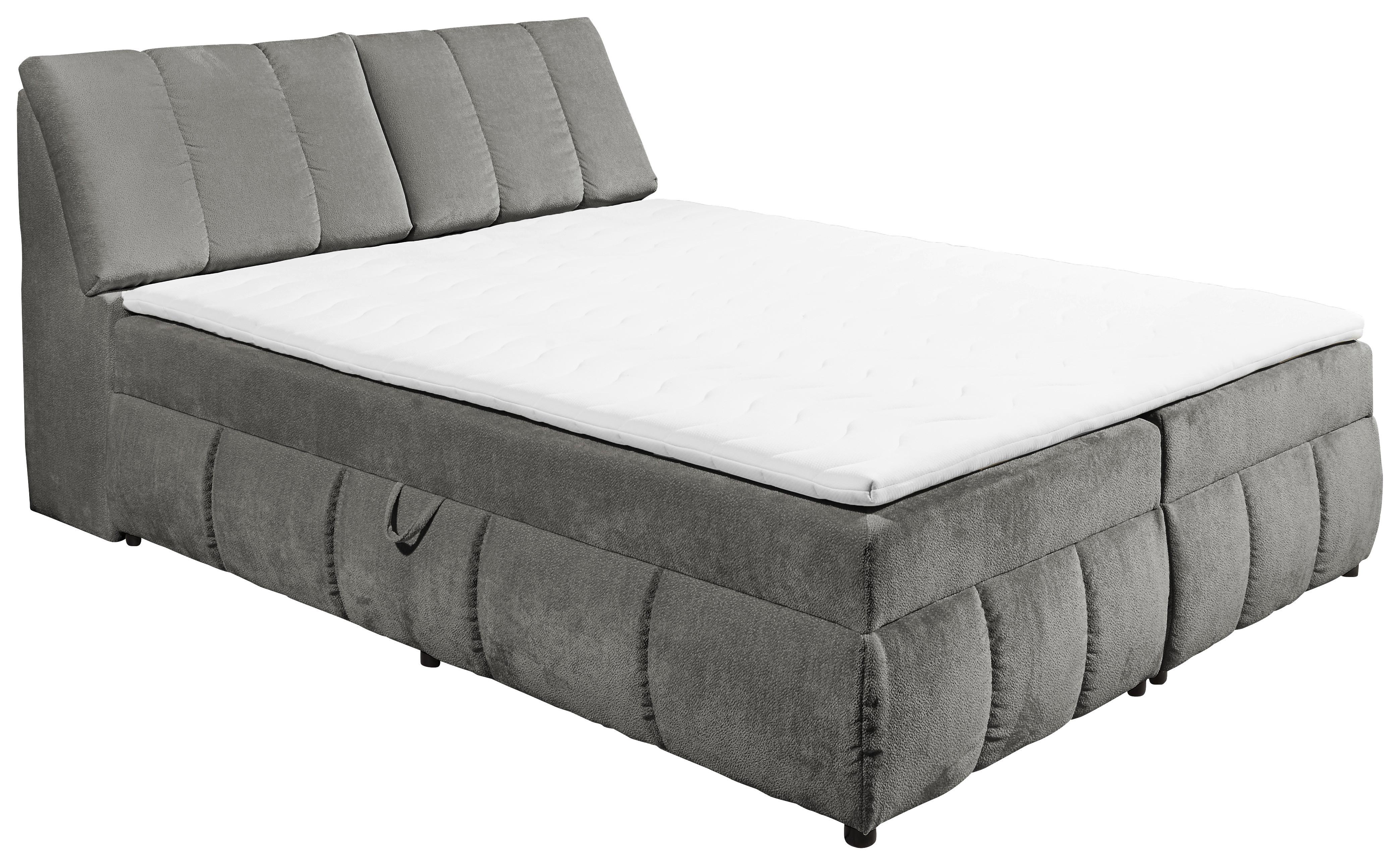 Bocbett Mit Topper+bettkasten 160x200 Cm Valencia - Schwarz/Graphitfarben, MODERN, Holzwerkstoff/Textil (160/200cm) - MID.YOU