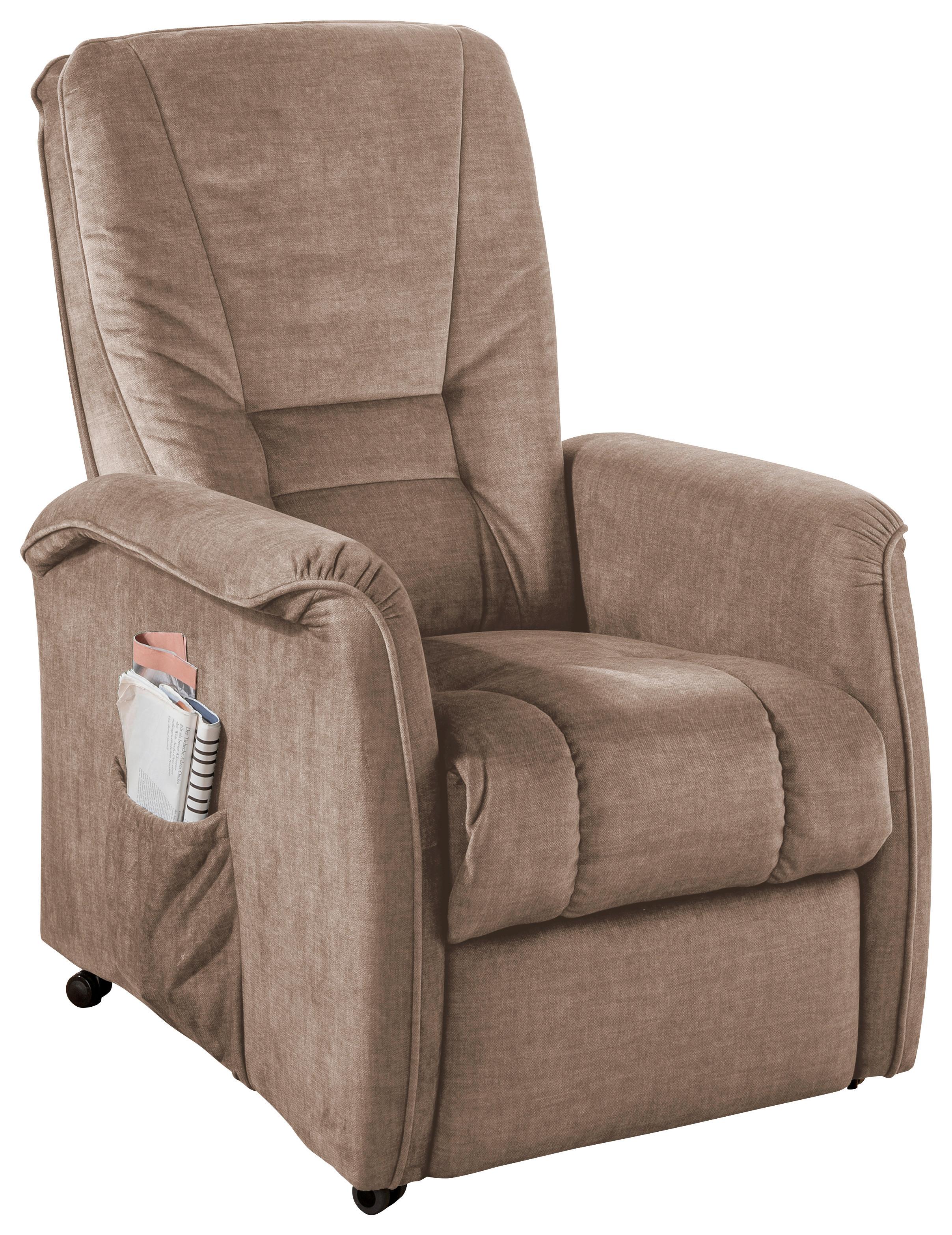 Fernsehsessel Harry Hellbraun B: 77 cm - Hellbraun/Schwarz, Design, Textil (77/107/88cm) - Livetastic