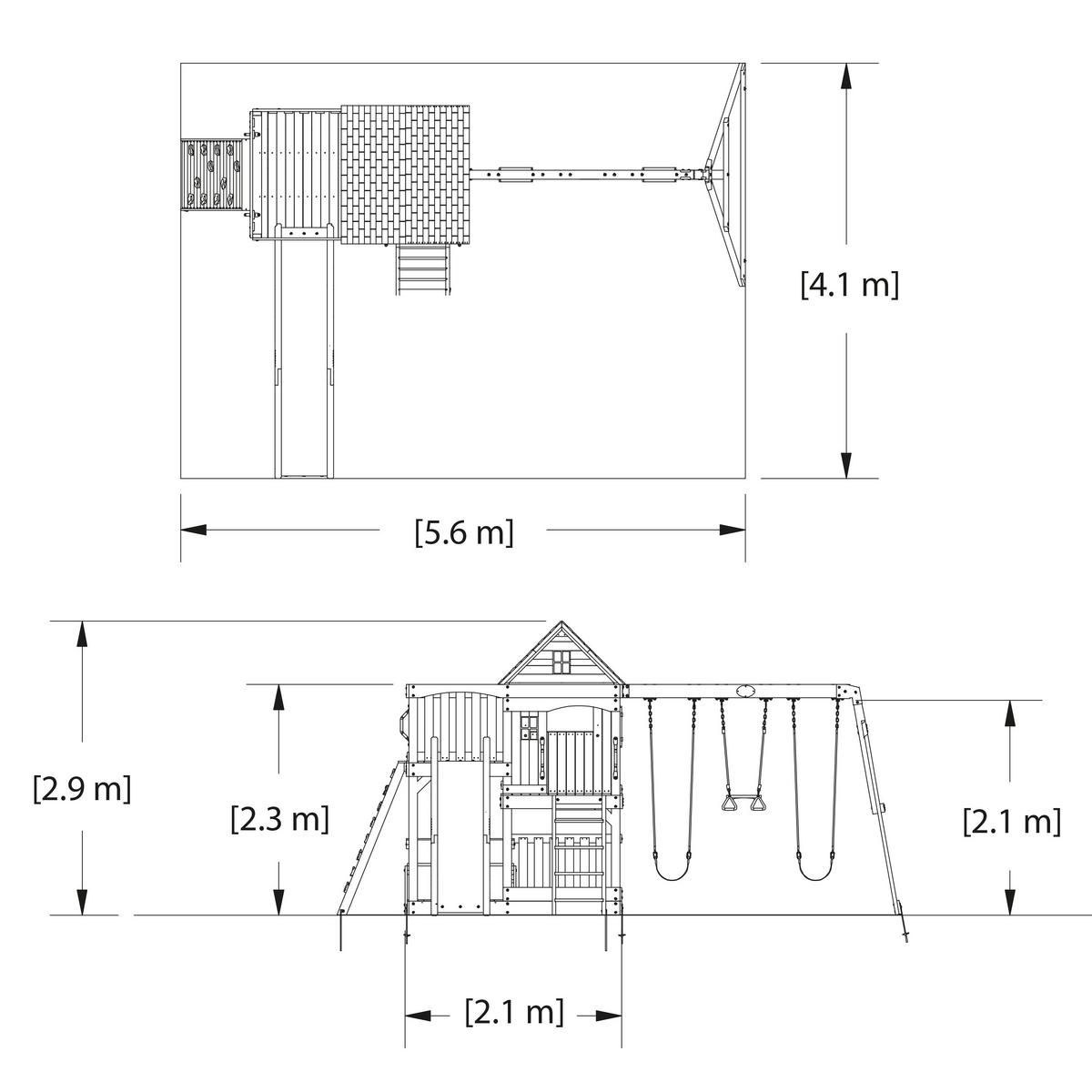Spielturm Hill Crest Aus Zedernholz Massiv - Braun/Grün, KONVENTIONELL, Holz (537,2/290/409cm) - Ambia Garden