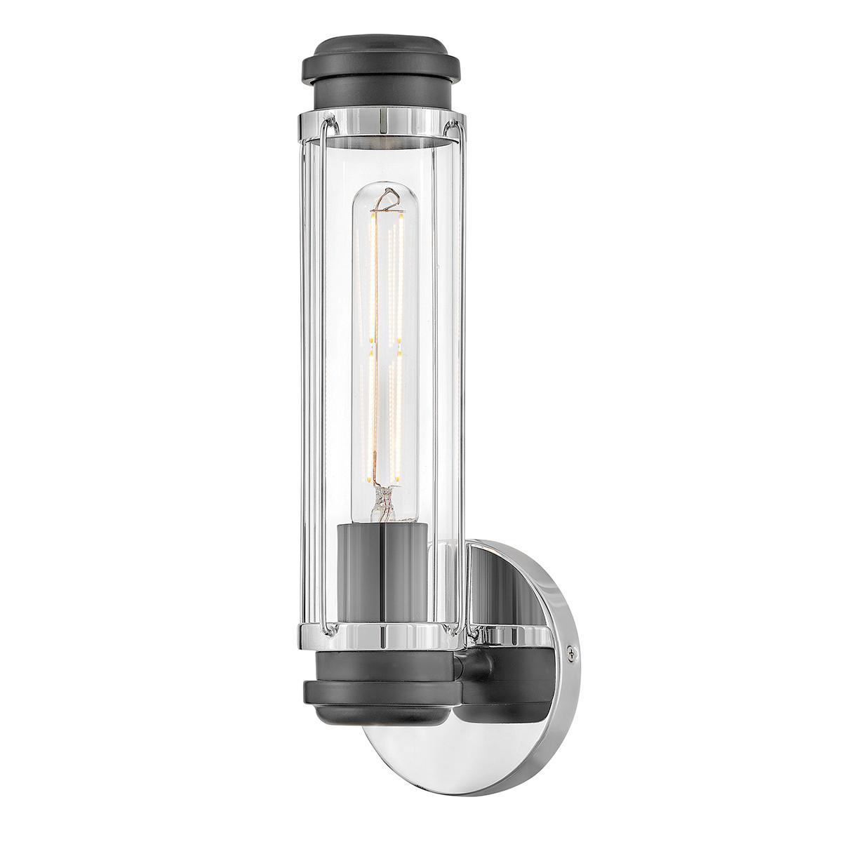 Bad-Wandleuchte IP44 Schwarz/Chromfarben L: 12,2 cm - Chromfarben/Schwarz, Basics, Glas/Metall (35.1/12.2/12.8cm) - Elstead Lighting