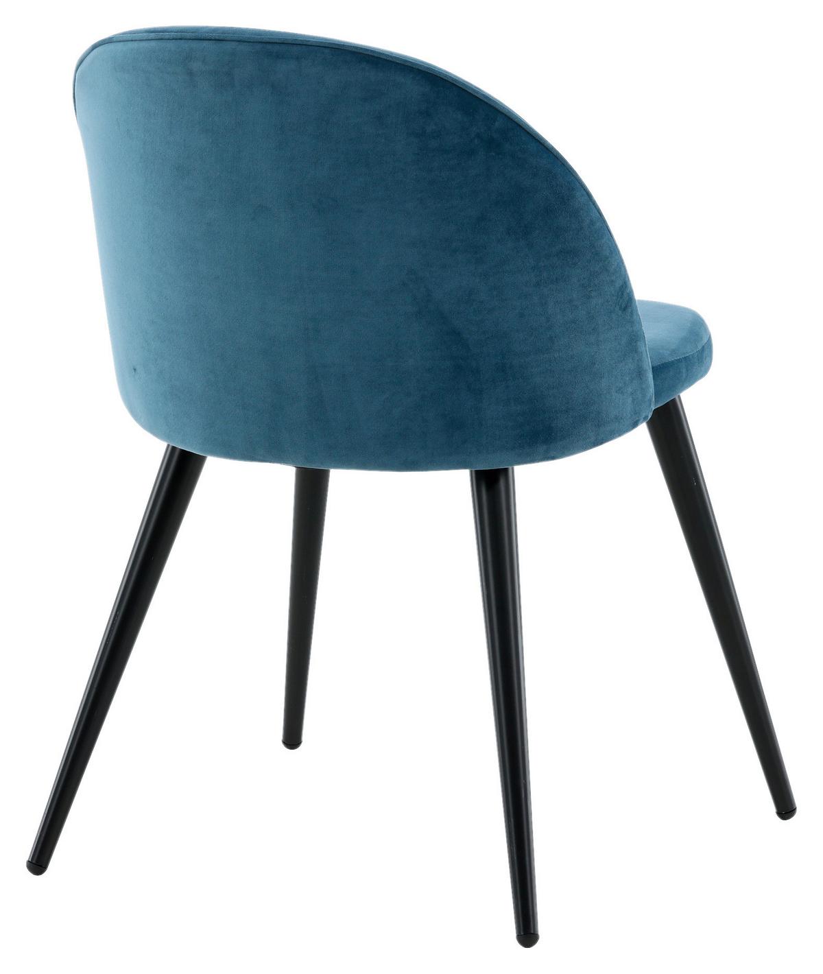 Stuhl-Set Velvet Schwarz/Blau B: 57 cm - Blau/Schwarz, Design, Textil/Metall (57/76.5/50cm) - Livetastic