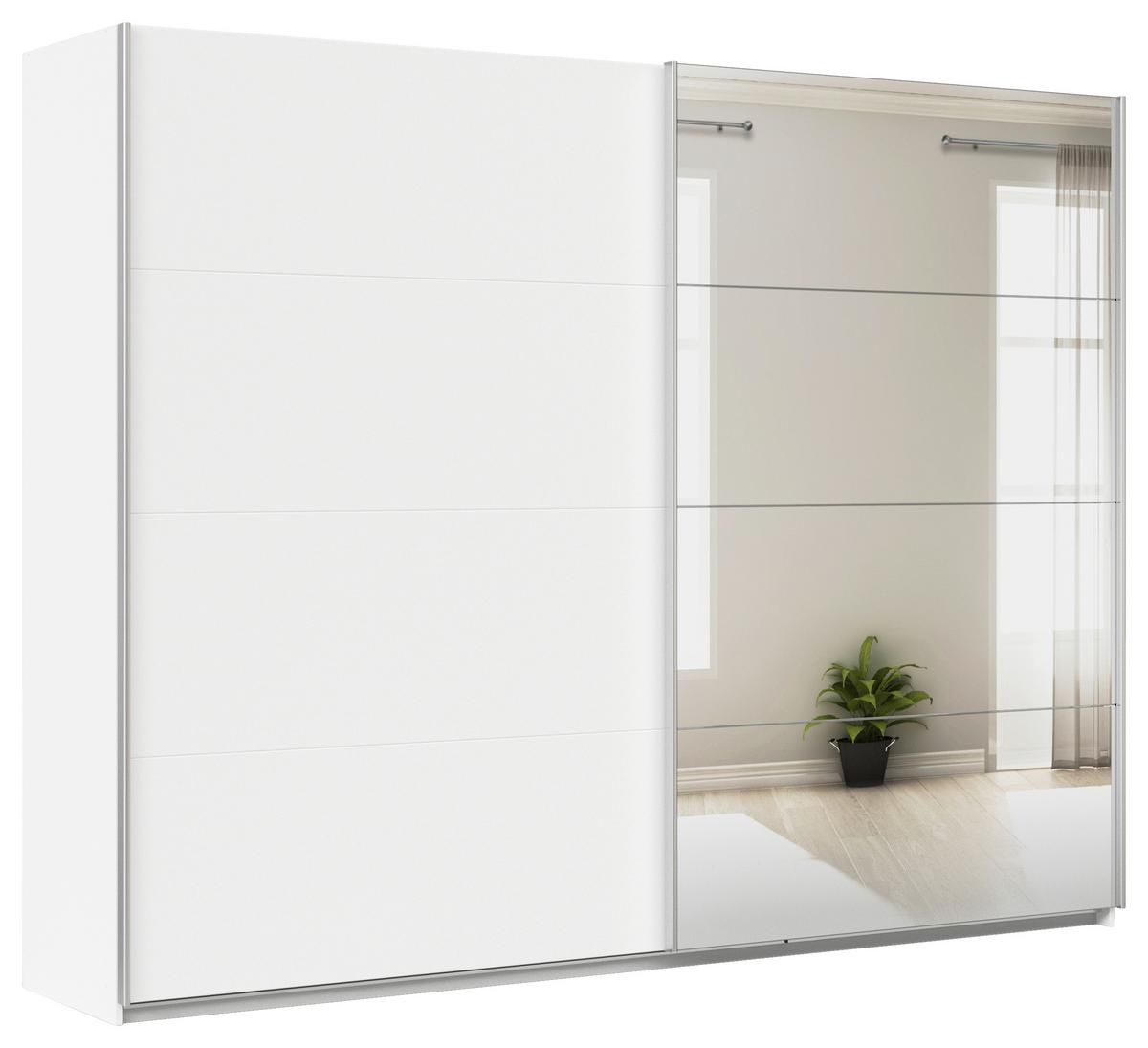 Schwebetürenschrank + Spiegel B: 271cm Feldkirch Weiß - Silberfarben/Weiß, MODERN, Holzwerkstoff (271/210/62cm)