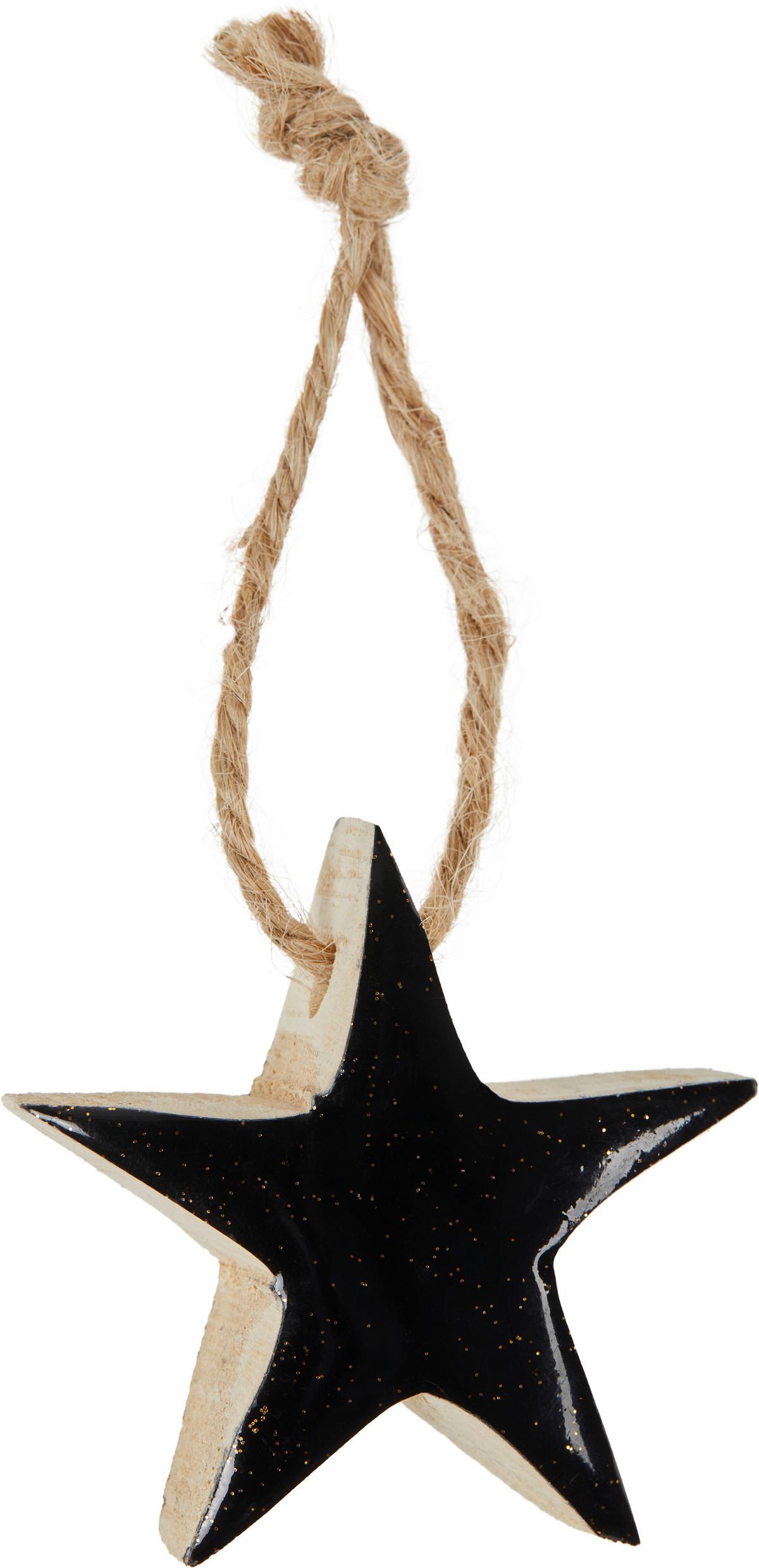Weihnachtsdeko Stern Holz Hängend - Schwarz, MODERN, Holz (5/5cm)
