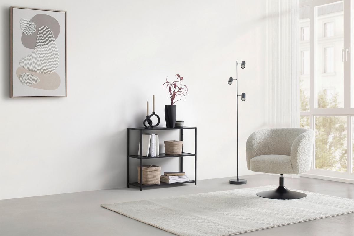 REGÁL BASTIAN II *CENOVÝ TRHÁK* - čierna, Modern, kov/kompozitné drevo (77/68/30cm) - Based