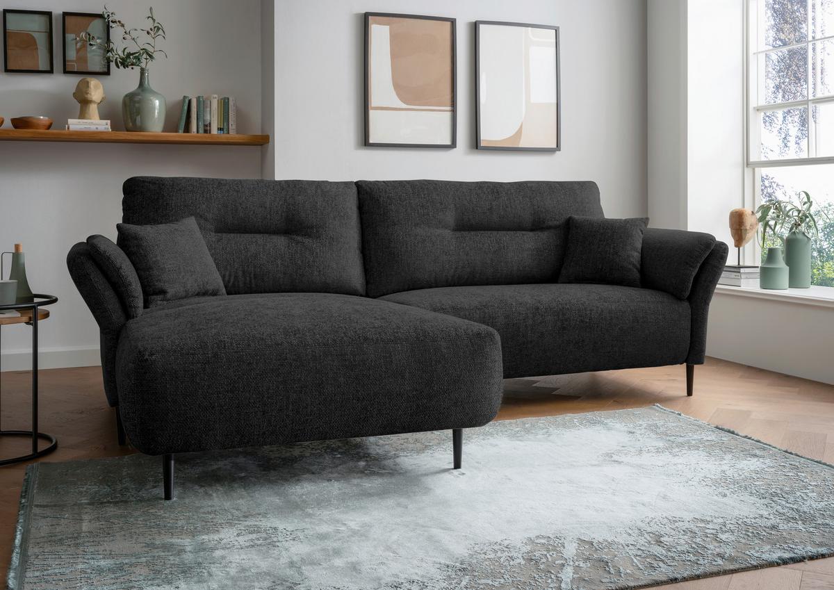 Ecksofa Piatelli Schwarz S: 269x172 Cm - Schwarz, MODERN, Textil (269/172cm) - MID.YOU