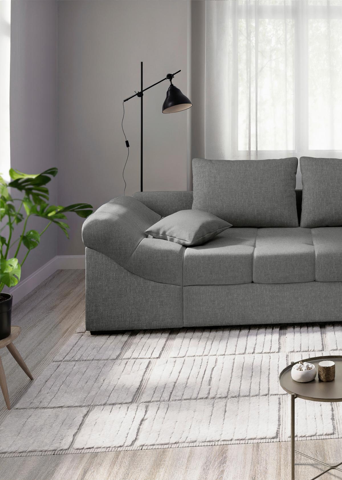 Eckschlafsofa Alvito Graubraun S: 298x202 Cm - Graubraun/Schwarz, MODERN, Textil (298/202cm) - MID.YOU