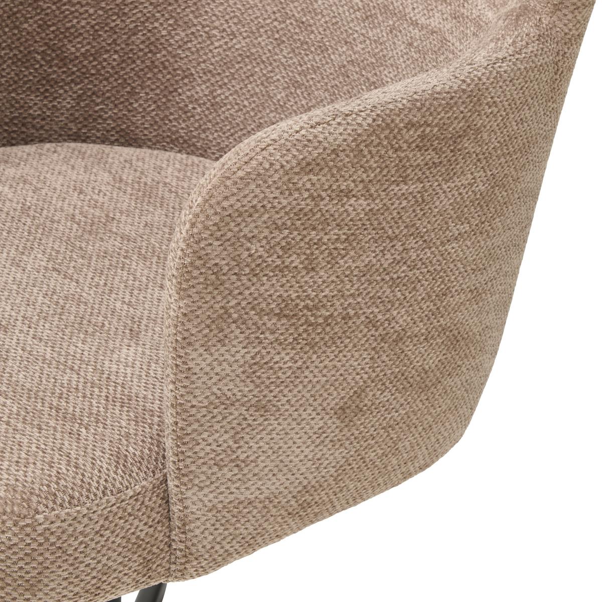 Armlehnstuhl Matteo Webstoff Braun, B: 58,5 cm - Schwarz/Braun, KONVENTIONELL, Holz/Textil (58,5/85/63cm) - Livetastic