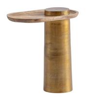 Beistelltisch Goldfarben, Eiche L: 50 Cm - Eichefarben/Goldfarben, Design, Holz/Metall (50/30/52cm) - Livetastic