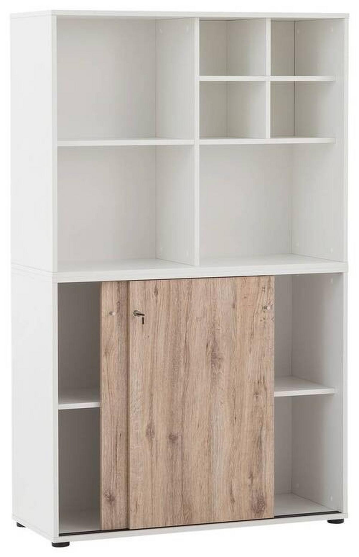 Aktenschrank Set U1000r+u1000st+regal - Wildeiche/Weiß, MODERN, Holzwerkstoff (100,1/167,2/41cm) - MID.YOU