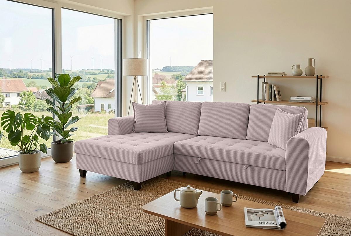 Ecksofa Moritz Rosa S: ca. 155x265 cm - Rosa, Trend, Textil (155/265cm)