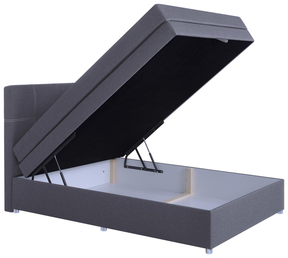 Boxspringbett Royal 140x200 Hellgrau - Chromfarben/Hellgrau, MODERN, Holzwerkstoff/Textil (140/200cm)