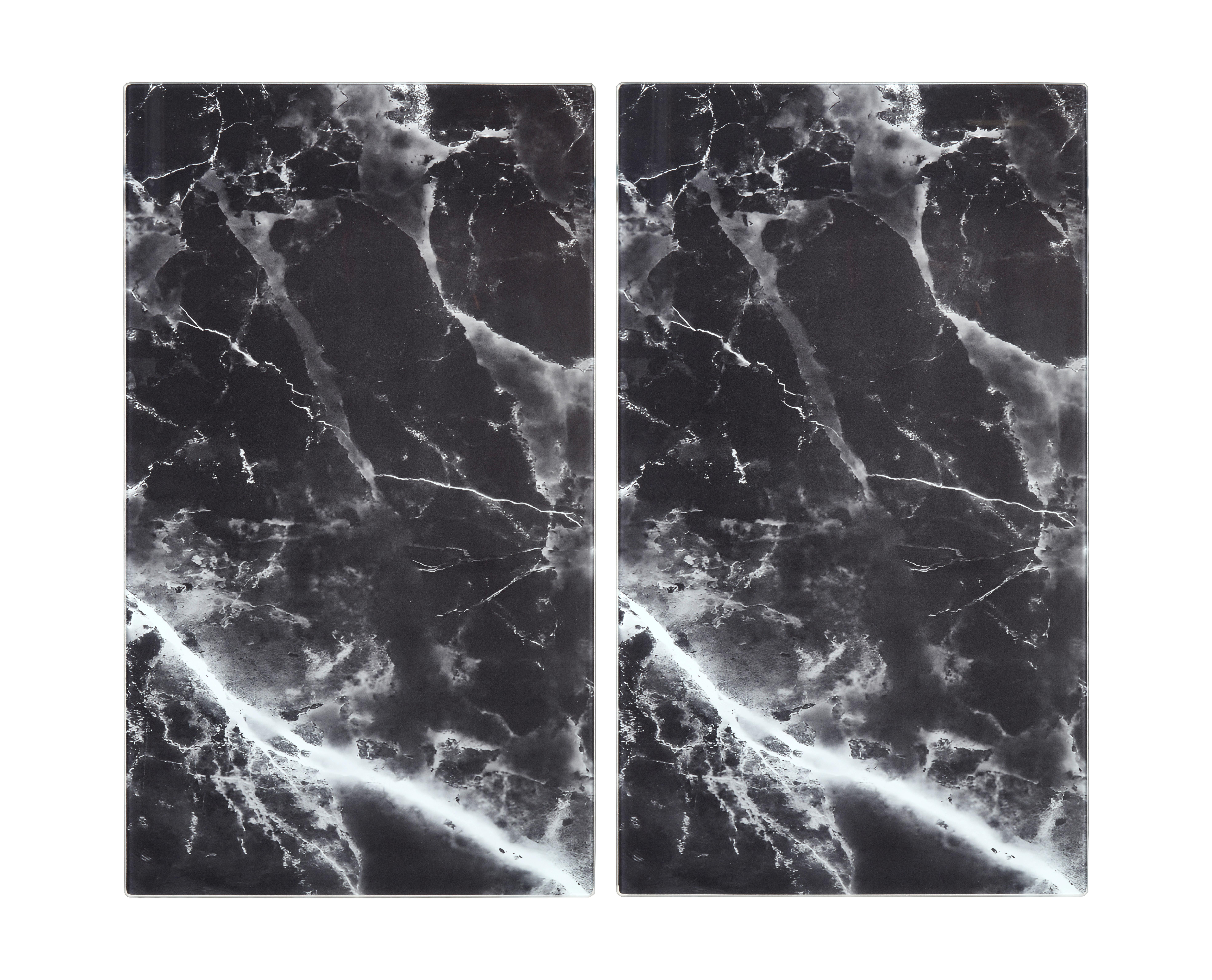 Krycí deska na sporák MARBLE - 2PCS - černá, Konvenční, sklo (30/52cm) - Mömax