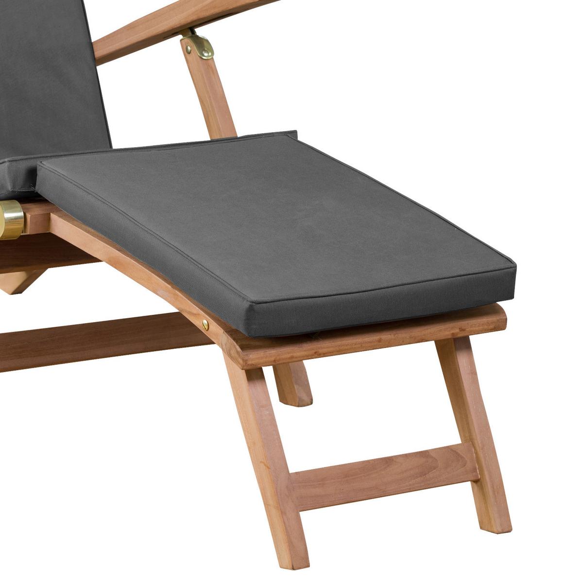 Bäderliege Woodie, Teakholz Mit Auflage, Verstellbar - Grau/Teakfarben, Basics, Holz (60/93/170cm)