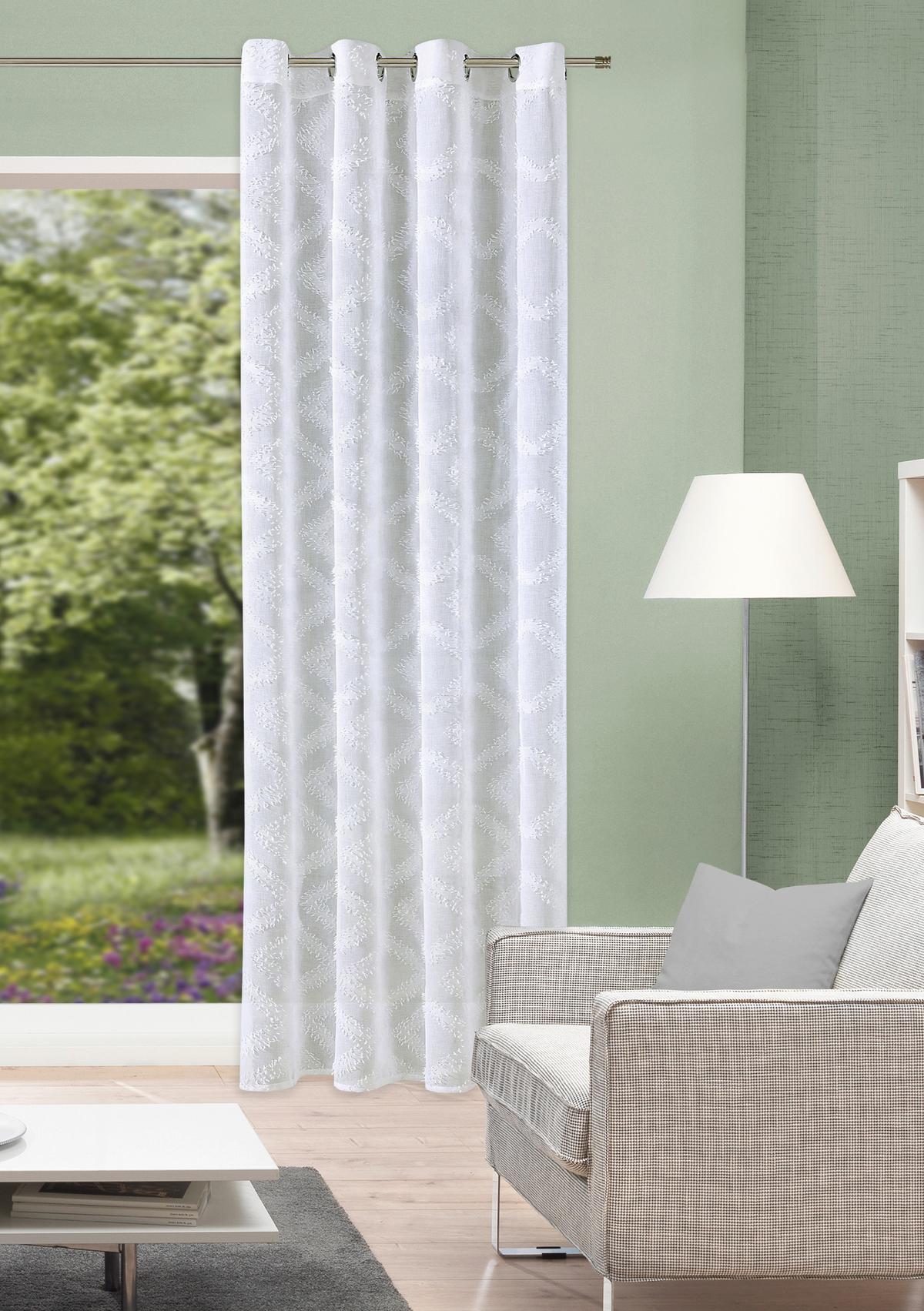 Ösenvorhang Maui - Weiß, Basics, Textil (140/245cm)