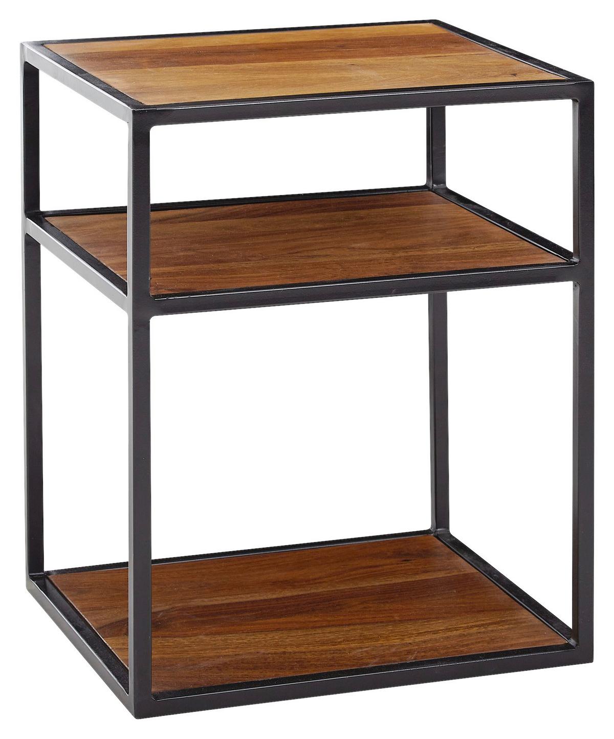 Noční stolek z masivního dřeva š: 40cm - černá/barvy sheesham, Moderní, kov/dřevo (40/50/35cm) - MID.YOU