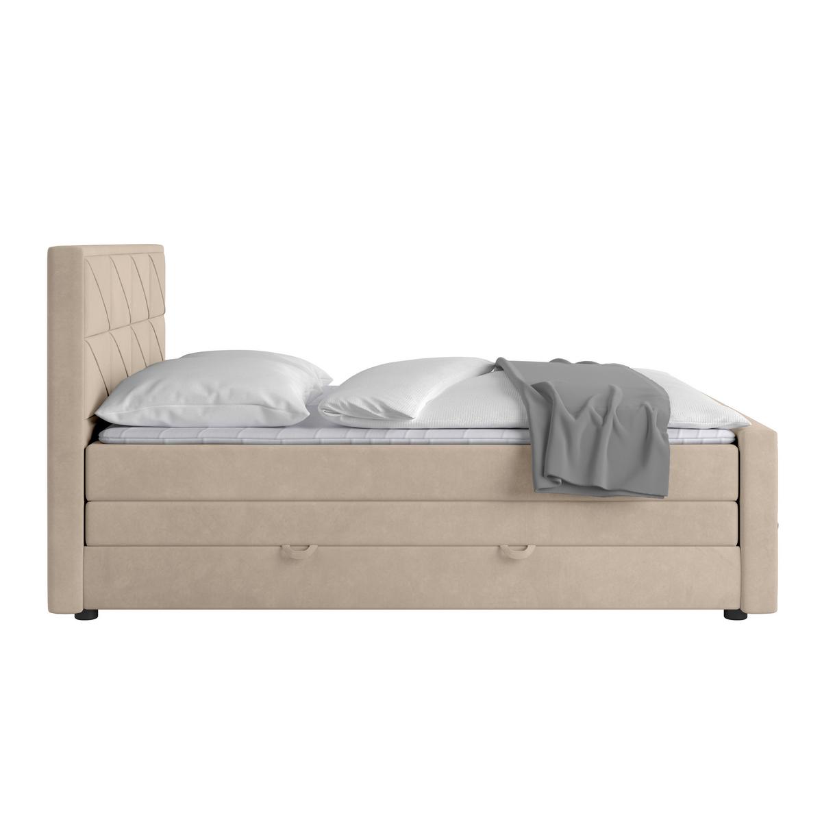 Boxspringbett mit Bettkasten Helsinki 180x200 cm Beige - Beige/Schwarz, MODERN, Holz/Kunststoff (180/200cm) - MID.YOU