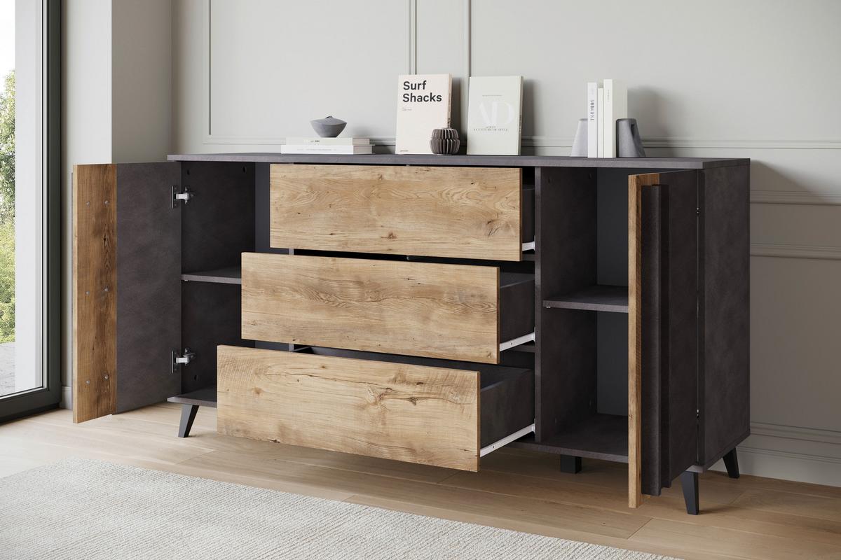 Sideboard Helsinki Anthrazit /Kastanienfarben B: 150cm - Kastanienfarben/Anthrazit, Trend, Holzwerkstoff (150/77,8/39,5cm) - P & B