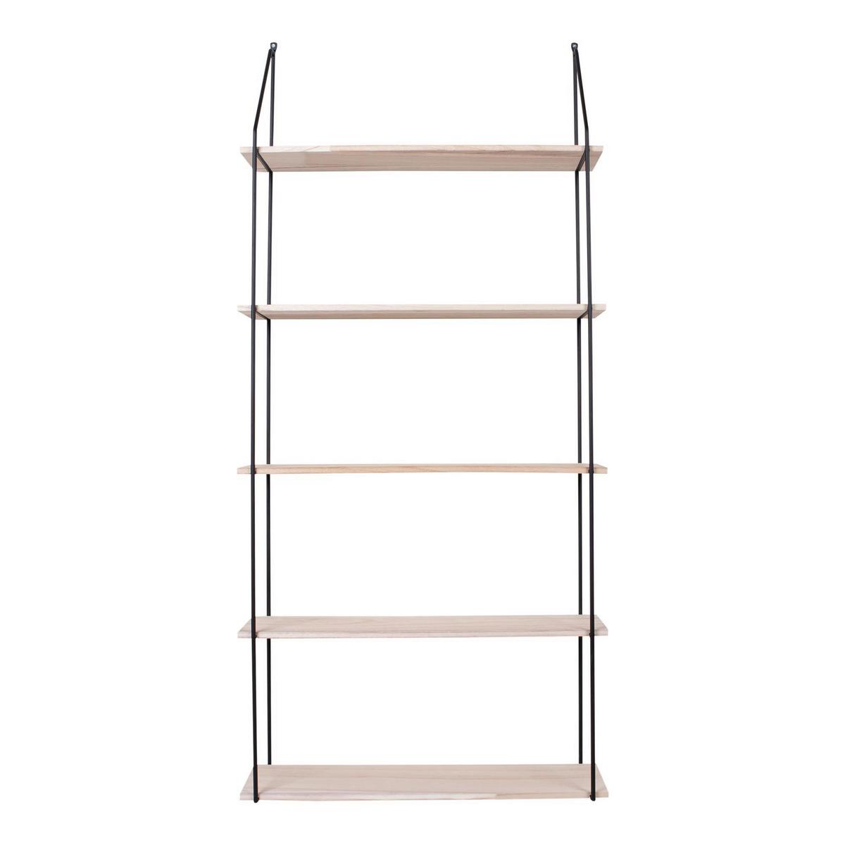 Dekowandregal Naturfarben Schwarz B: 65 cm - Schwarz/Naturfarben, Basics, Holz/Metall (65/145/17cm)