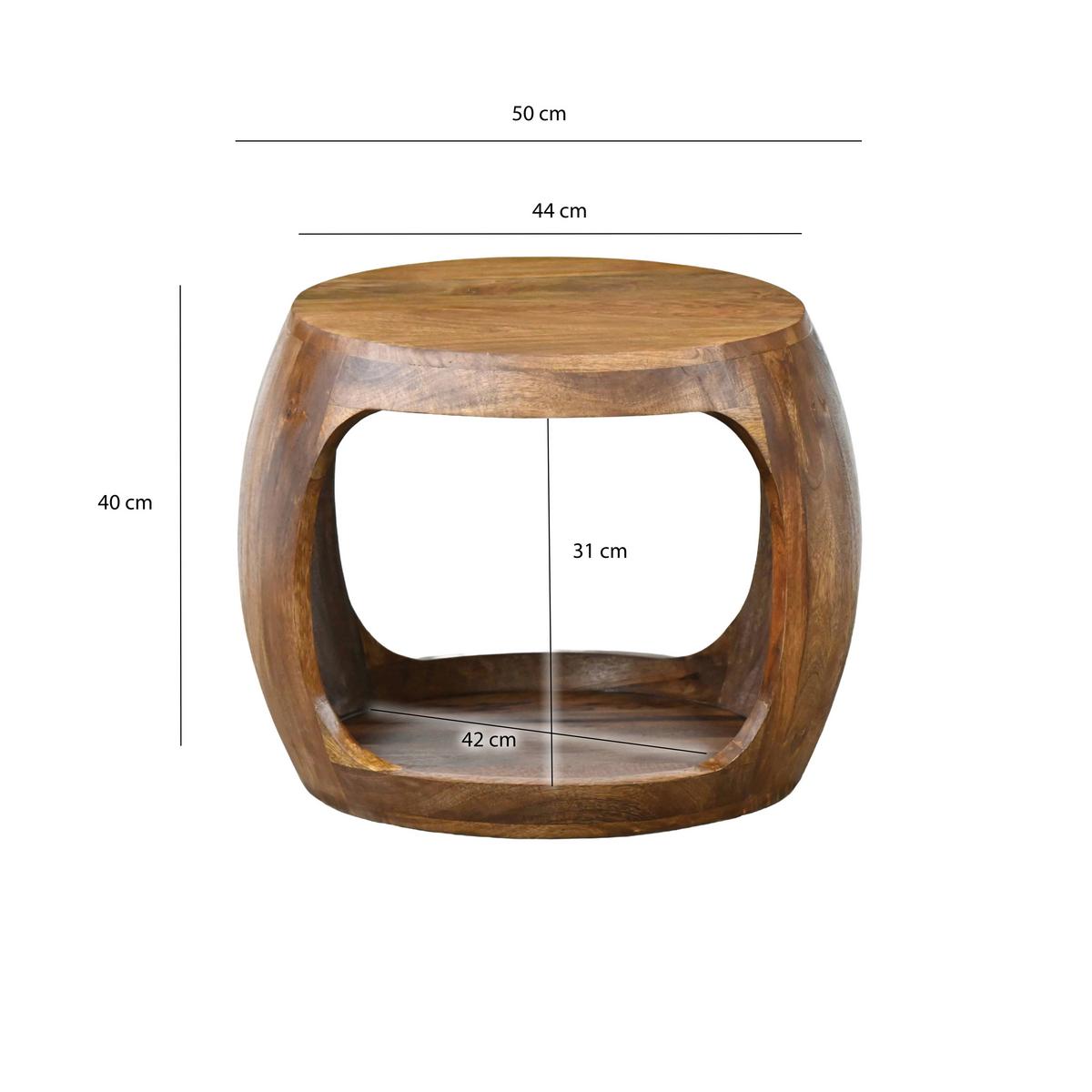 Príručný stolík, mangové drevo - hnedá, Design, drevo (50/50/40cm) - MID.YOU