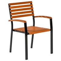 Gartensessel Stapelbar Schlossgarten Holz/metall - Graphitfarben/Naturfarben, KONVENTIONELL, Holz/Metall (59,5/86,5/54cm) - Gardenson