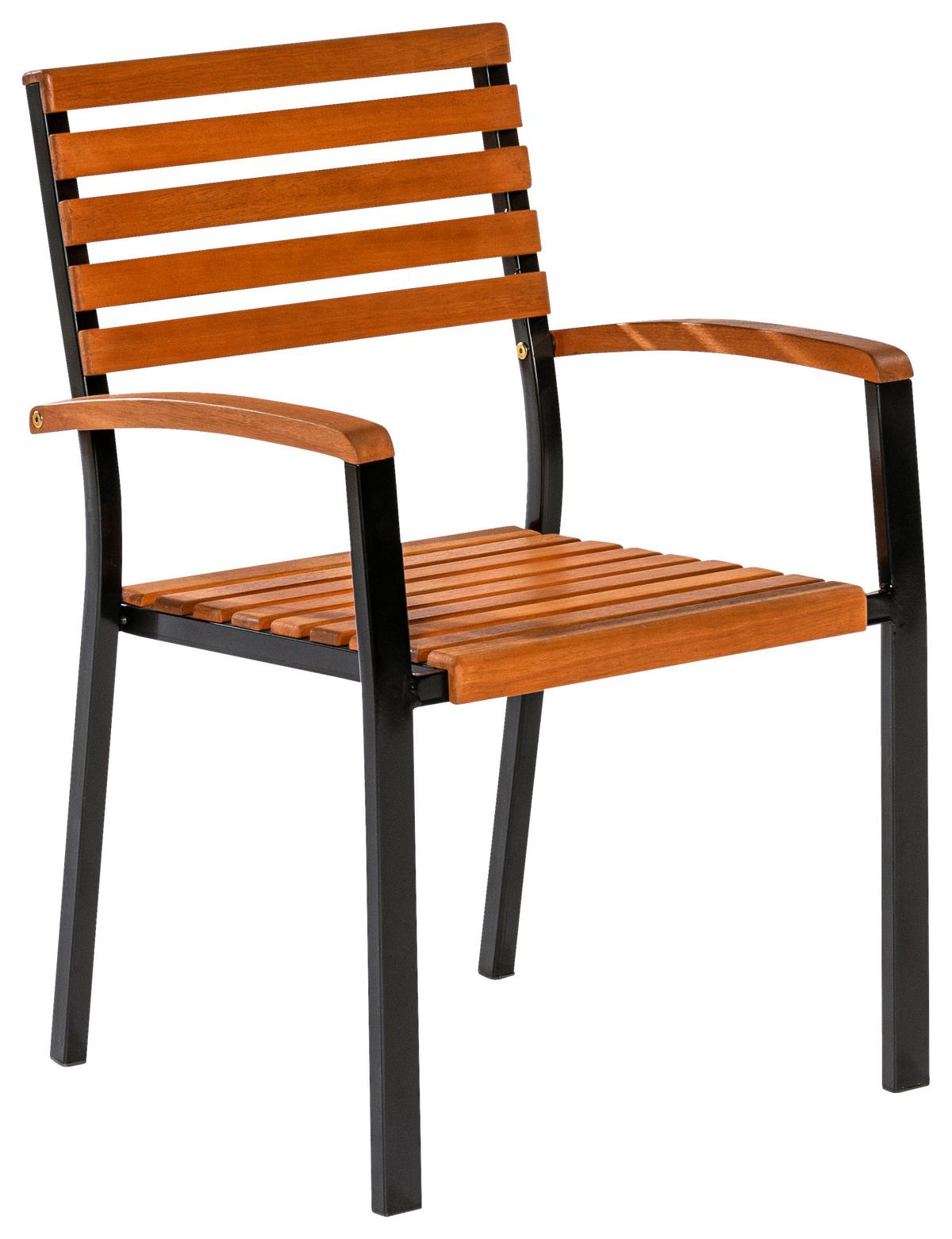 Gartensessel Stapelbar Schlossgarten Holz/metall - Graphitfarben/Naturfarben, KONVENTIONELL, Holz/Metall (59,5/86,5/54cm) - Gardenson