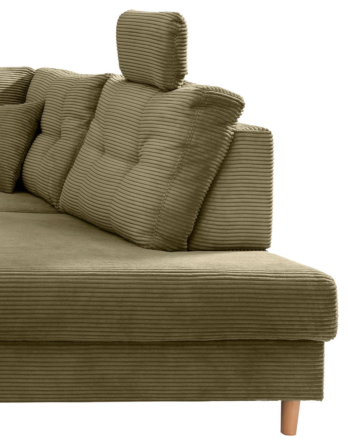 Wohnlandschaft Brizzini mit Schlaffunktion, Olivgrün - Naturfarben/Olivgrün, MODERN, Textil (206/338-352/176cm) - Livetastic