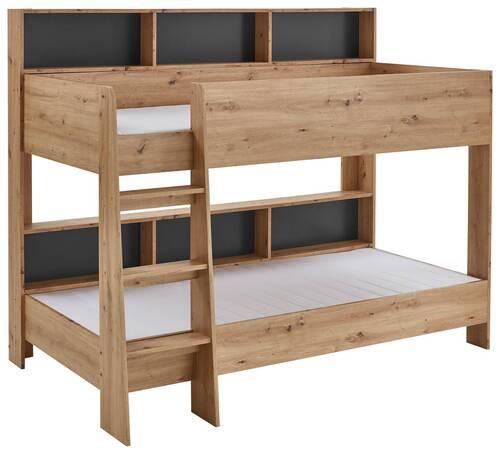 Etagenbett Sway Eiche Artisan Dekor mit Leiter + Regale - Eiche Artisan, KONVENTIONELL, Holzwerkstoff (90/200cm)