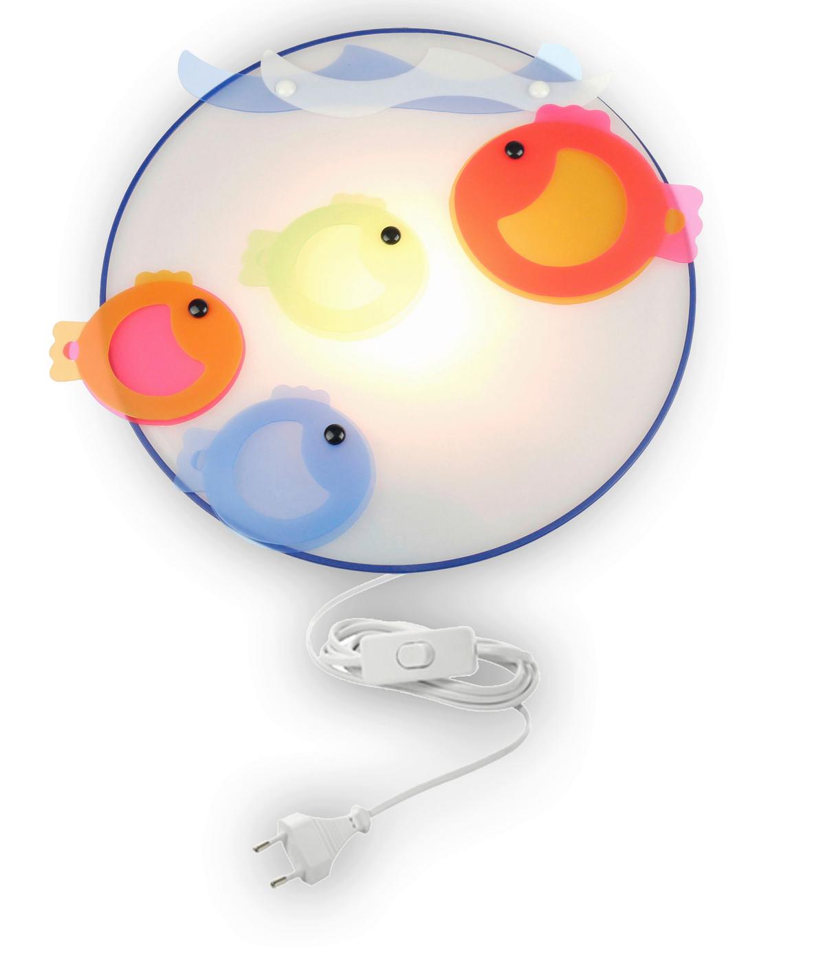 Kinderwandleuchte Fische, Schnurschalter L: 25 cm - Blau/Multicolor, Trend, Kunststoff (25/25/8cm) - Niermann