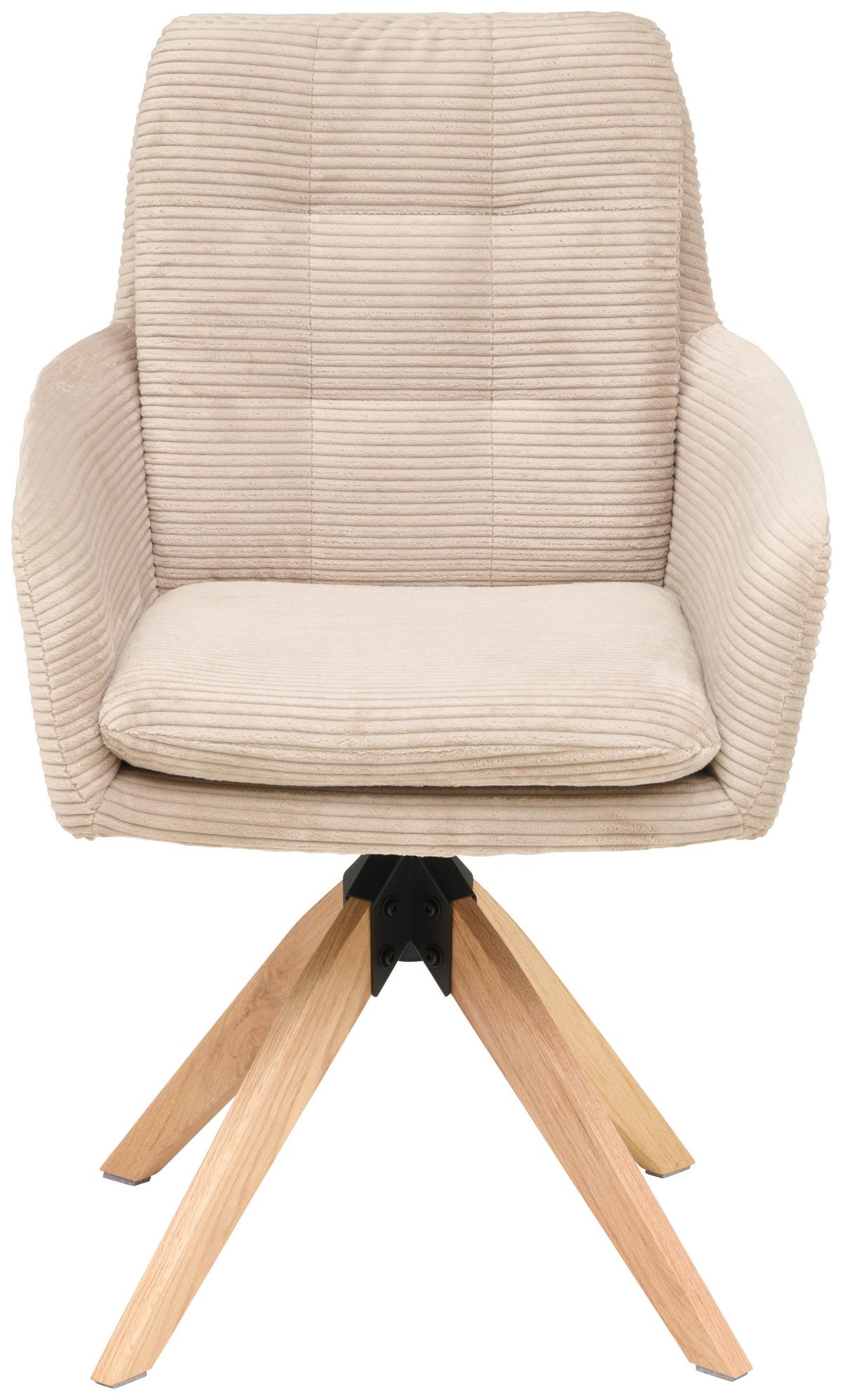 Armlehnstuhl Matti Taupe, Sitzfläche 360° drehbar - Taupe/Naturfarben, KONVENTIONELL, Holz/Textil (60/93/65,5cm) - Livetastic