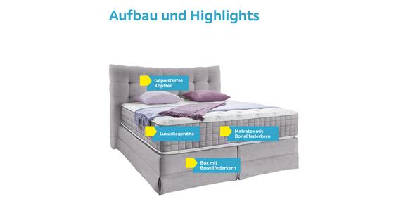 Boxspringbett mit Kontinental Matratze 160x200 Domino - Hellgrau, KONVENTIONELL, Holz (160/200cm) - James Wood